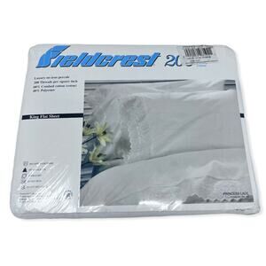 Vintage Fieldcrest Cannon White Princess Lace King Size Flat Sheet